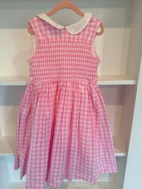 Janie and Jack Pink Gingham Dress with White Peter Pan Collar